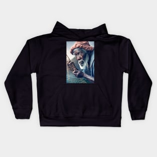 African Old Fisherman Kids Hoodie